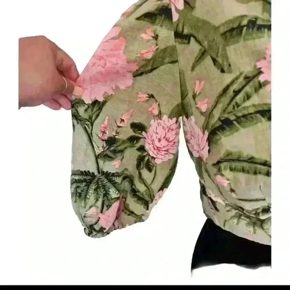 Agua Bendita For Taget Womens Green Floral Print Tropical Front Tie Top XXL - Picture 6 of 12